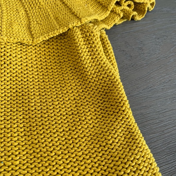 Anthropologie Sweater Size M P Marigold Yellow Cotton Off Shoulder Wide Neck - Picture 12 of 15